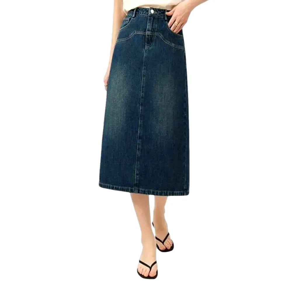Monochrome high rise a line denim skirt