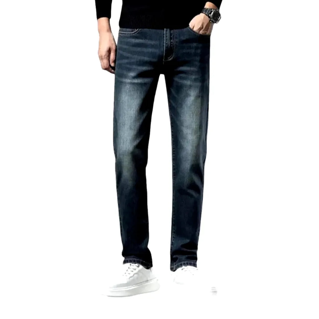 Tapered fit fleece lined men's jeans