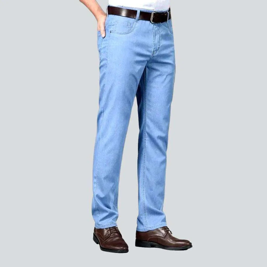 Monochrome blue elastic men's jeans