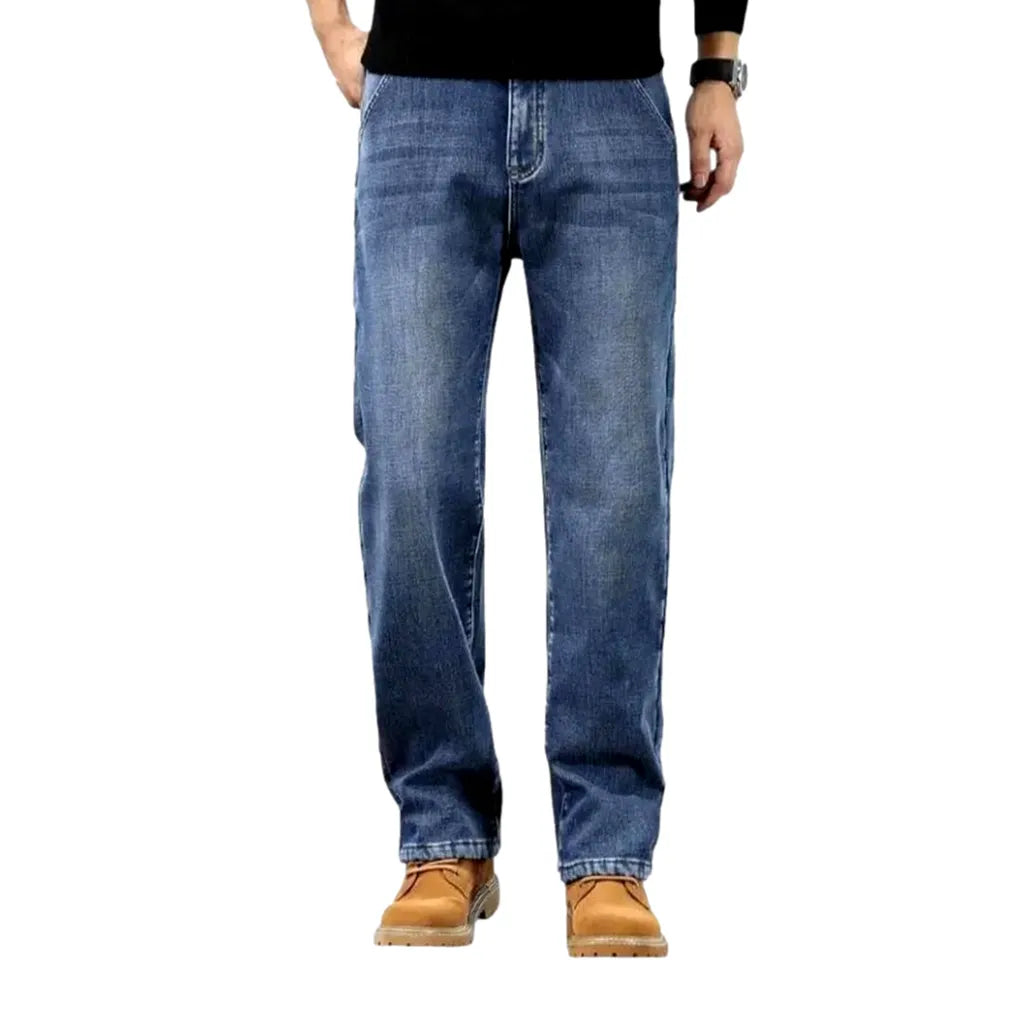 Straight fit dark faded men's jeans