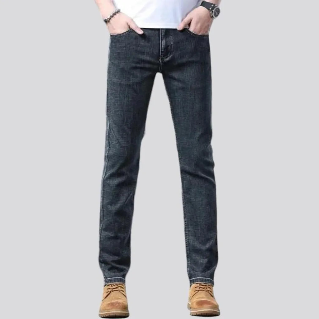 Thin men's high-waist jeans