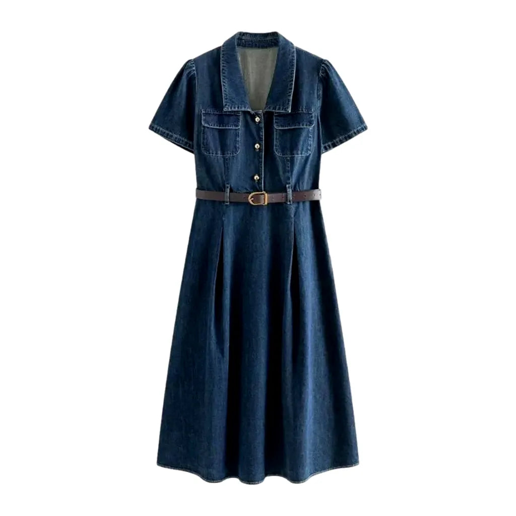 A line casual midi jeans dress