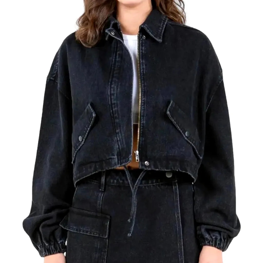 Vintage stonewashed denim jacket for women