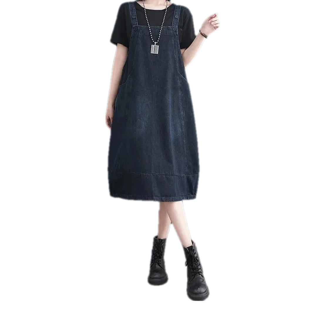 Dark a line casual denim dress