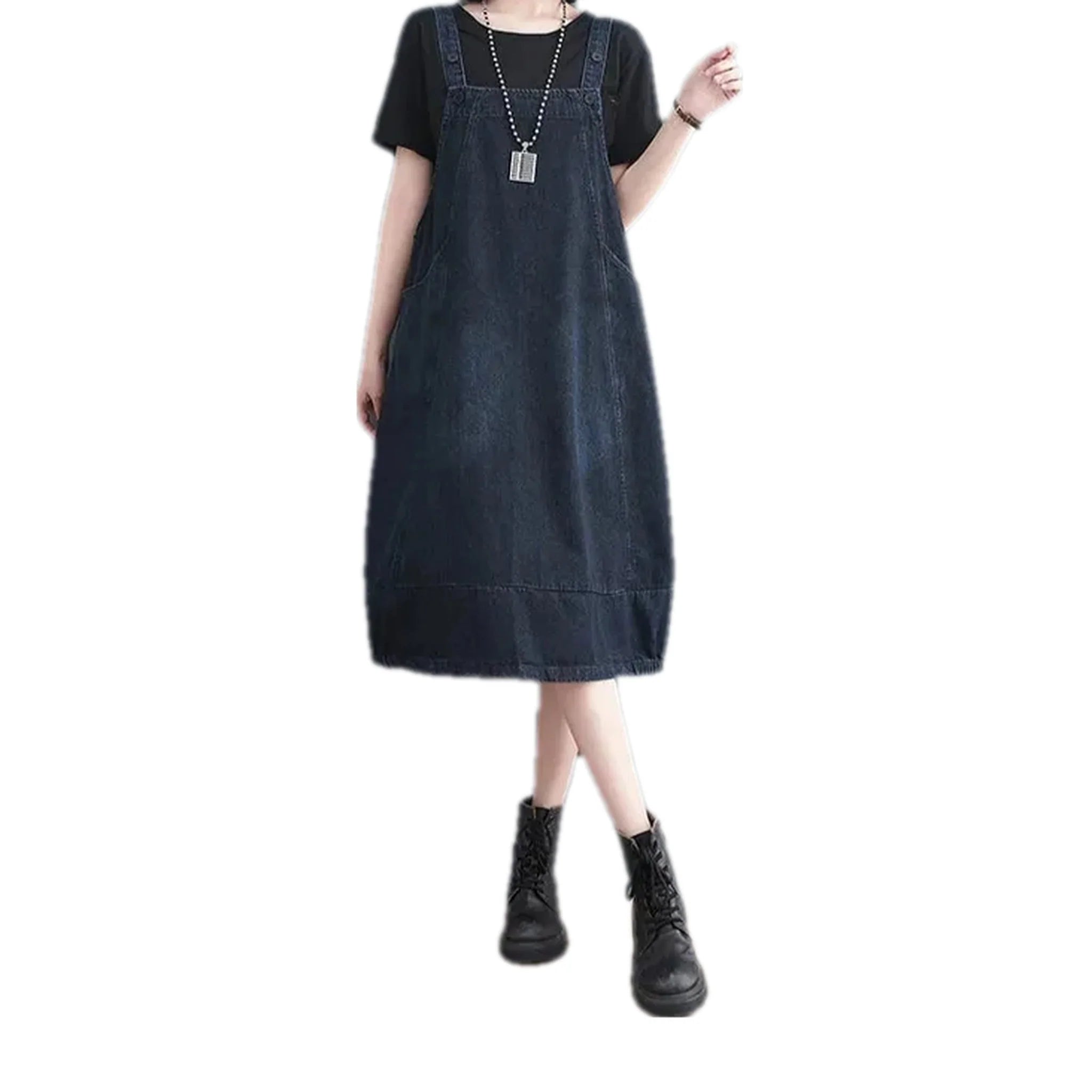 Dark a line casual denim dress