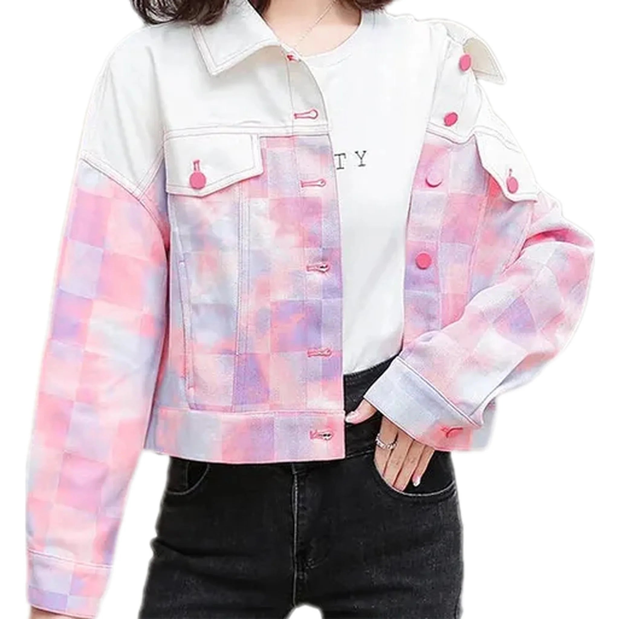 Trendy crop women's denim jacket