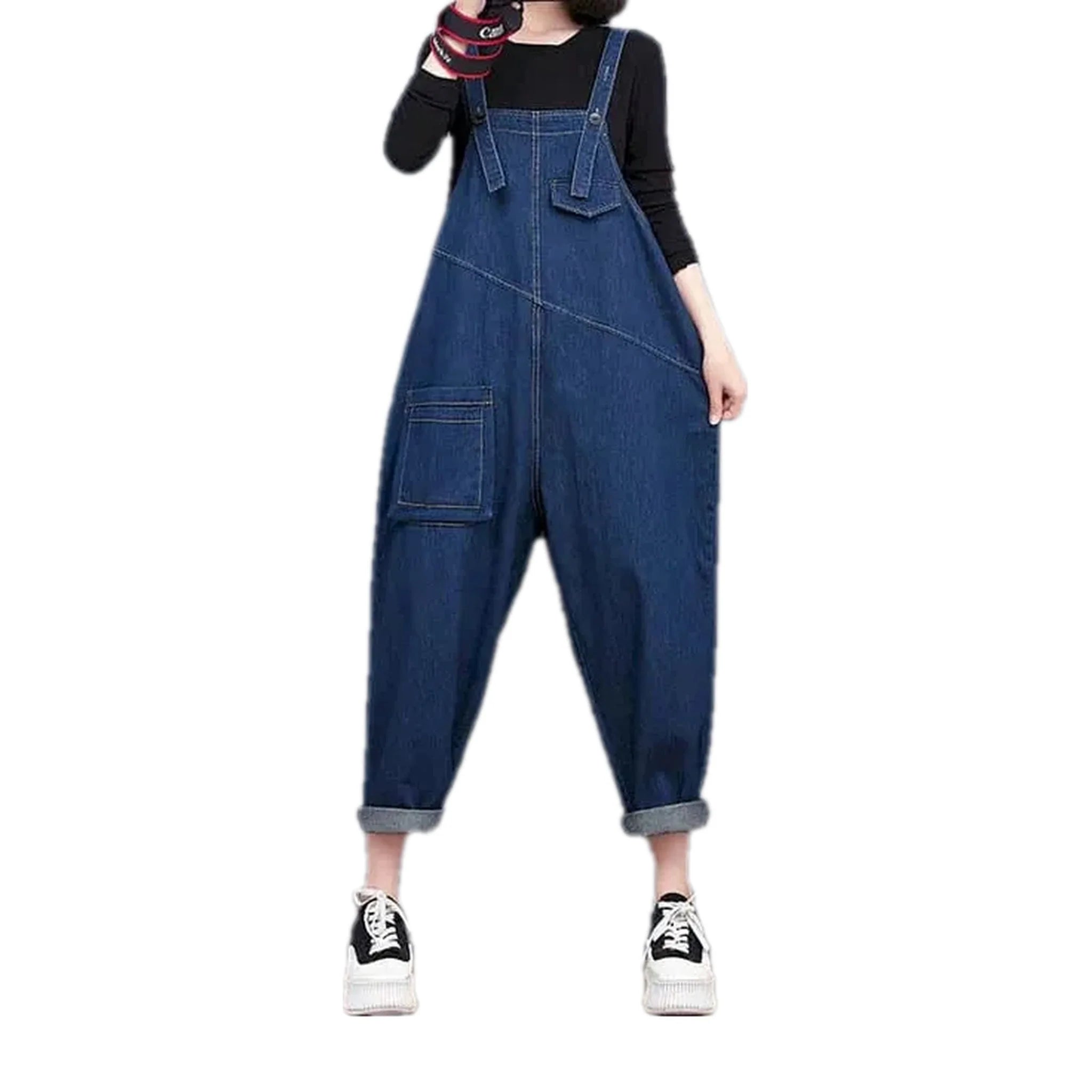Boho slouchy women's jean dungaree