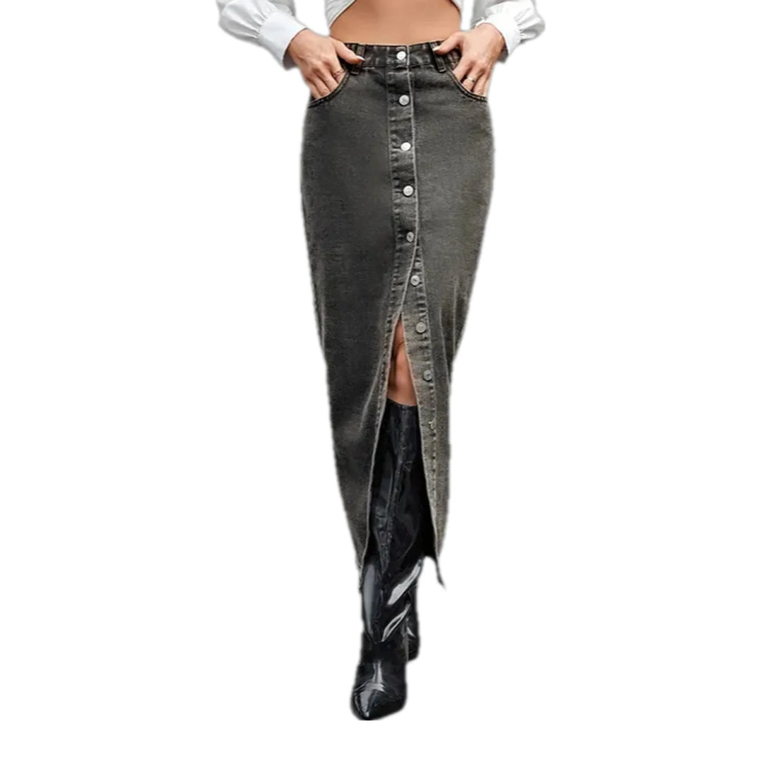 High-waist fashion pencil vintage jean skirt