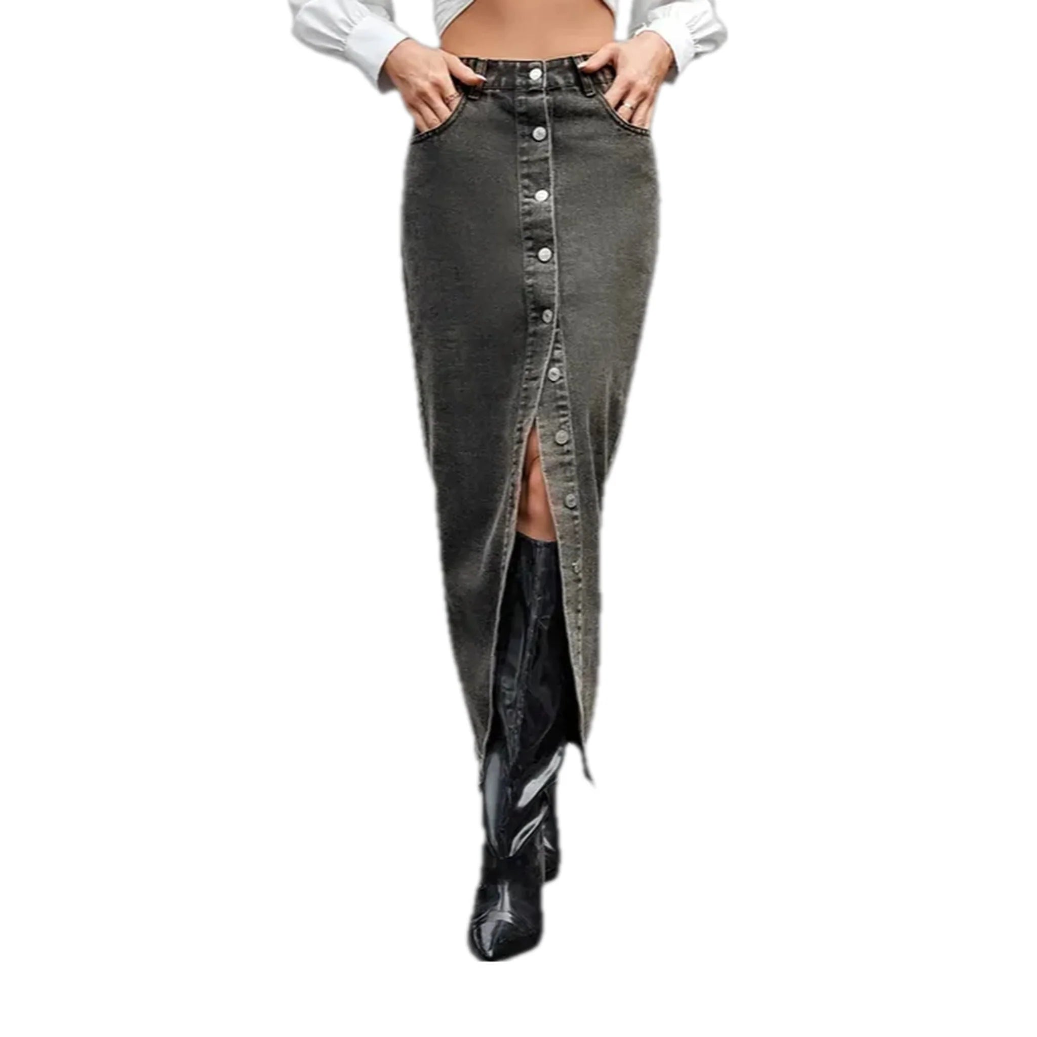 High-waist fashion pencil vintage jean skirt