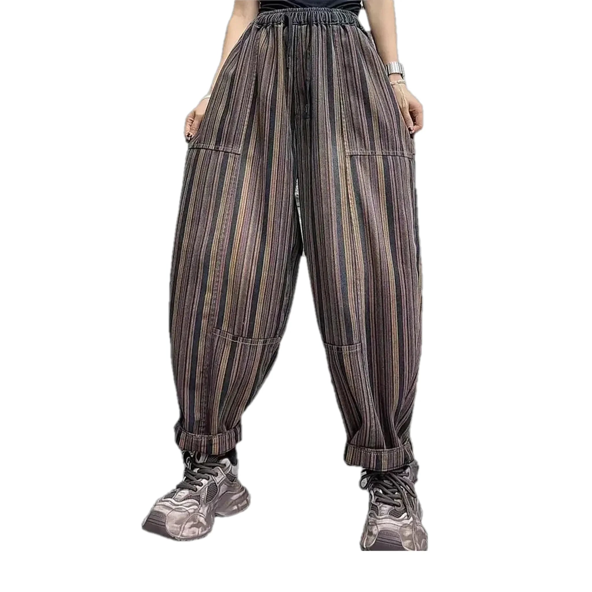 Trendy animal print jean joggers for ladies