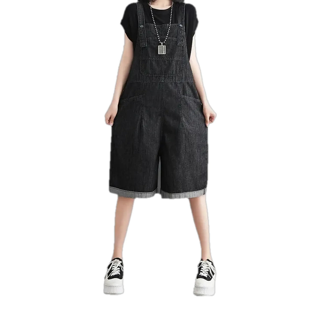 Street style baggy-fit women's denim overall