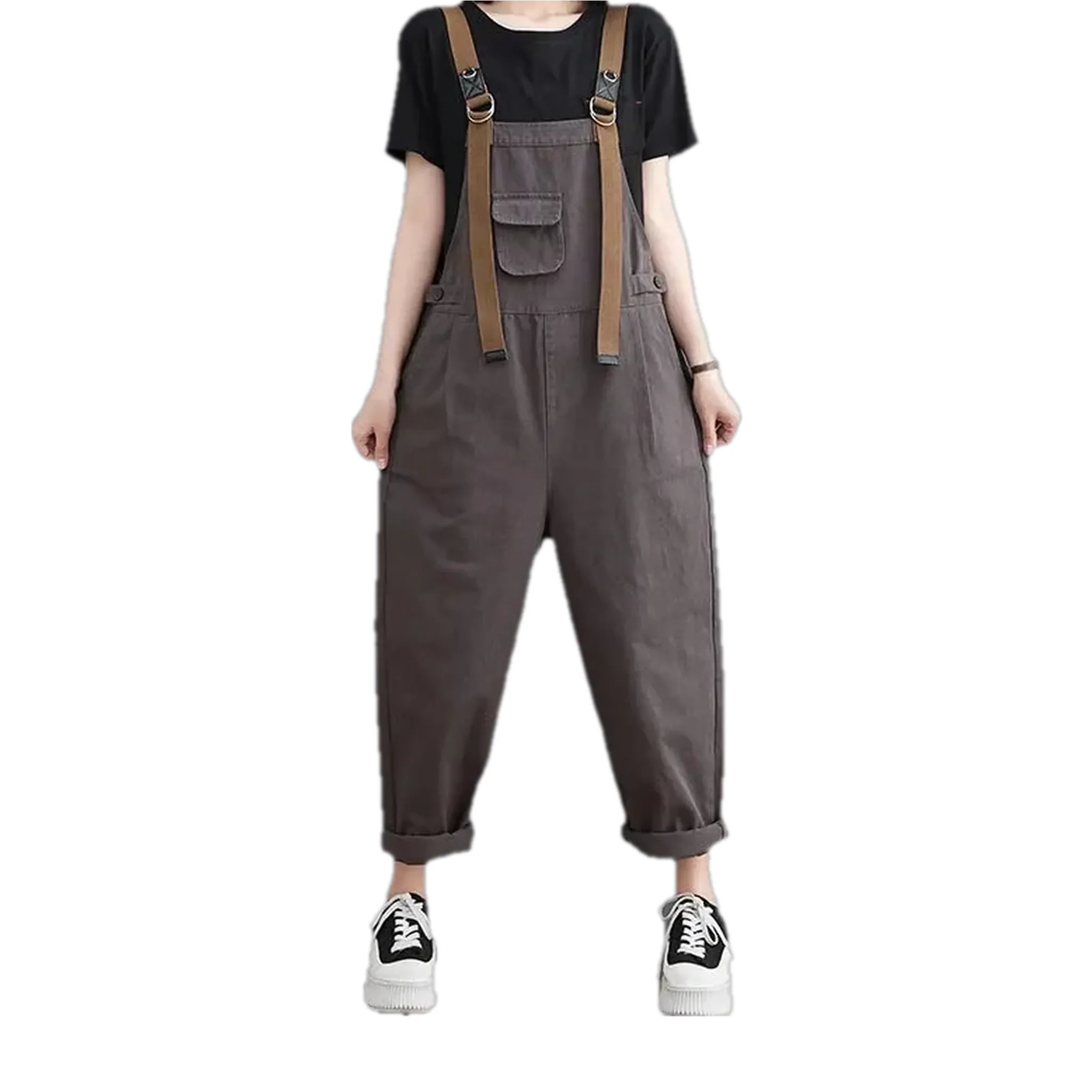 Baggy style monochrome women's denim overall