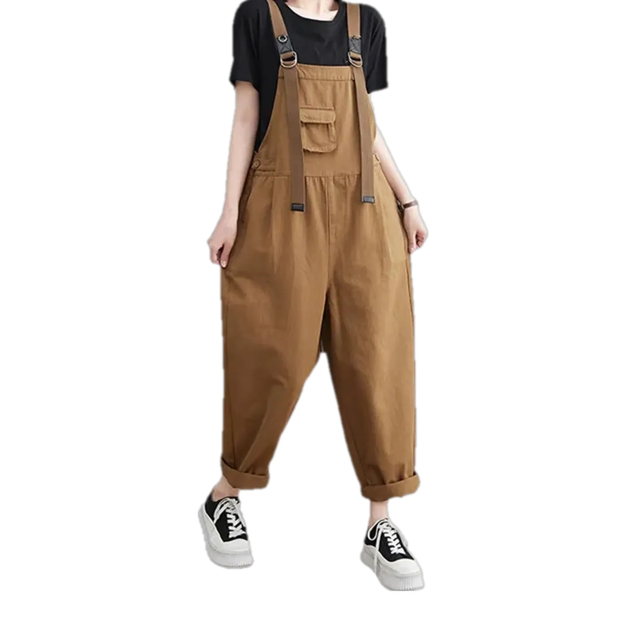Baggy style monochrome women's denim overall
