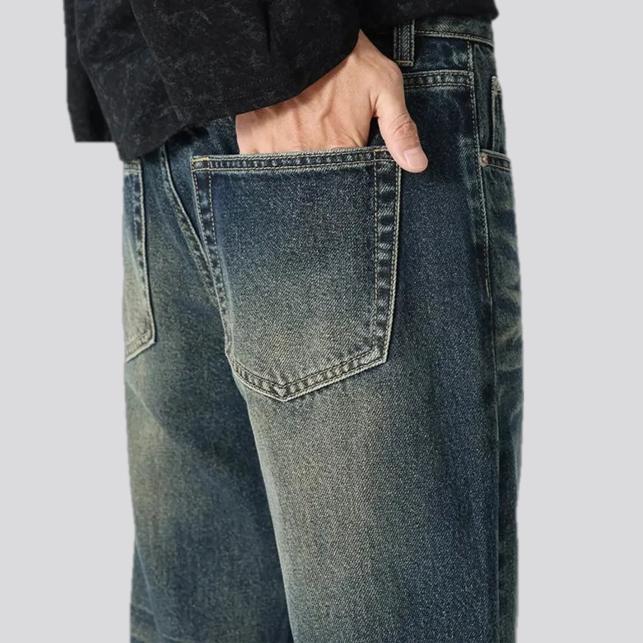 90s style faded men's jeans