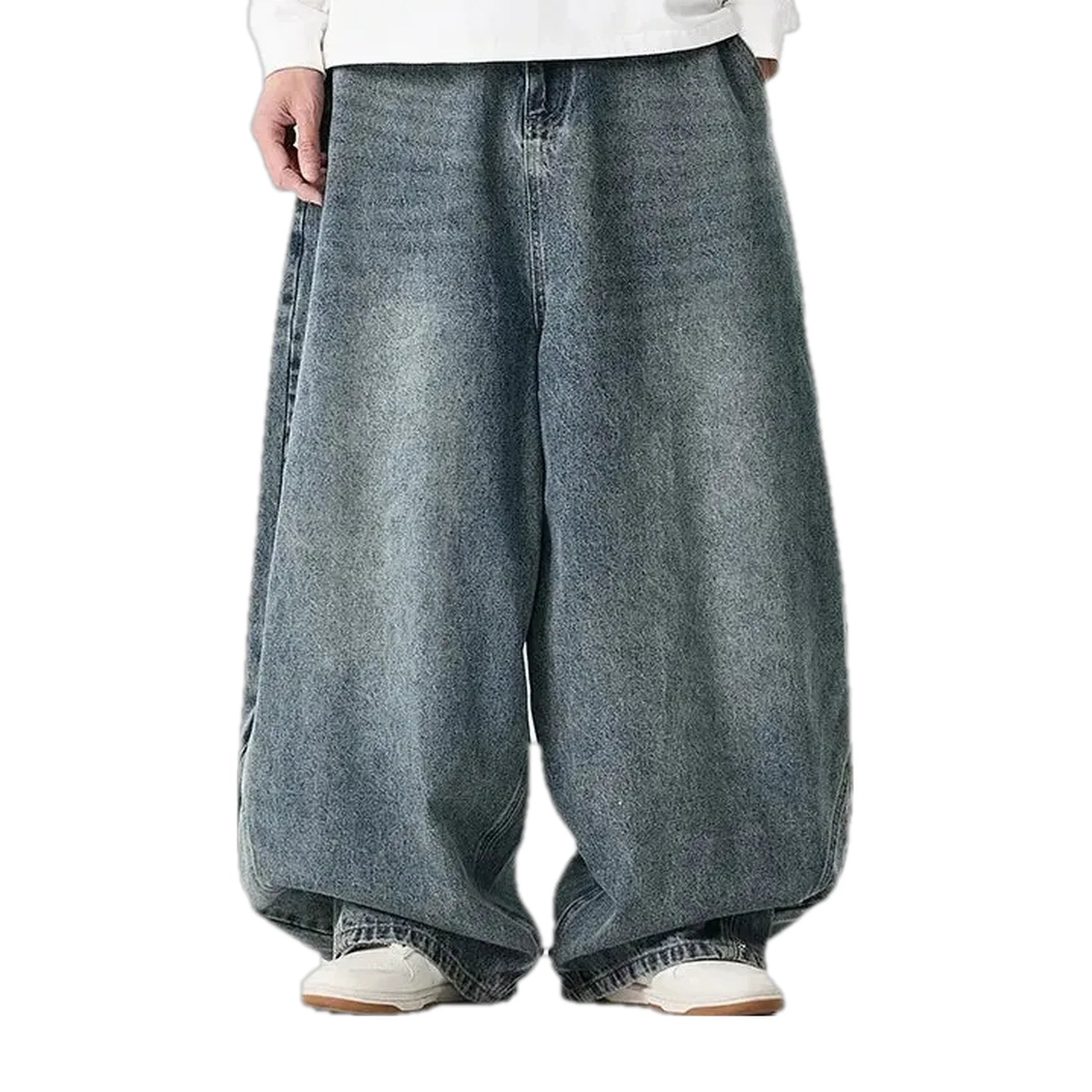 Light stonewashed vintage baggy-fit men's jeans