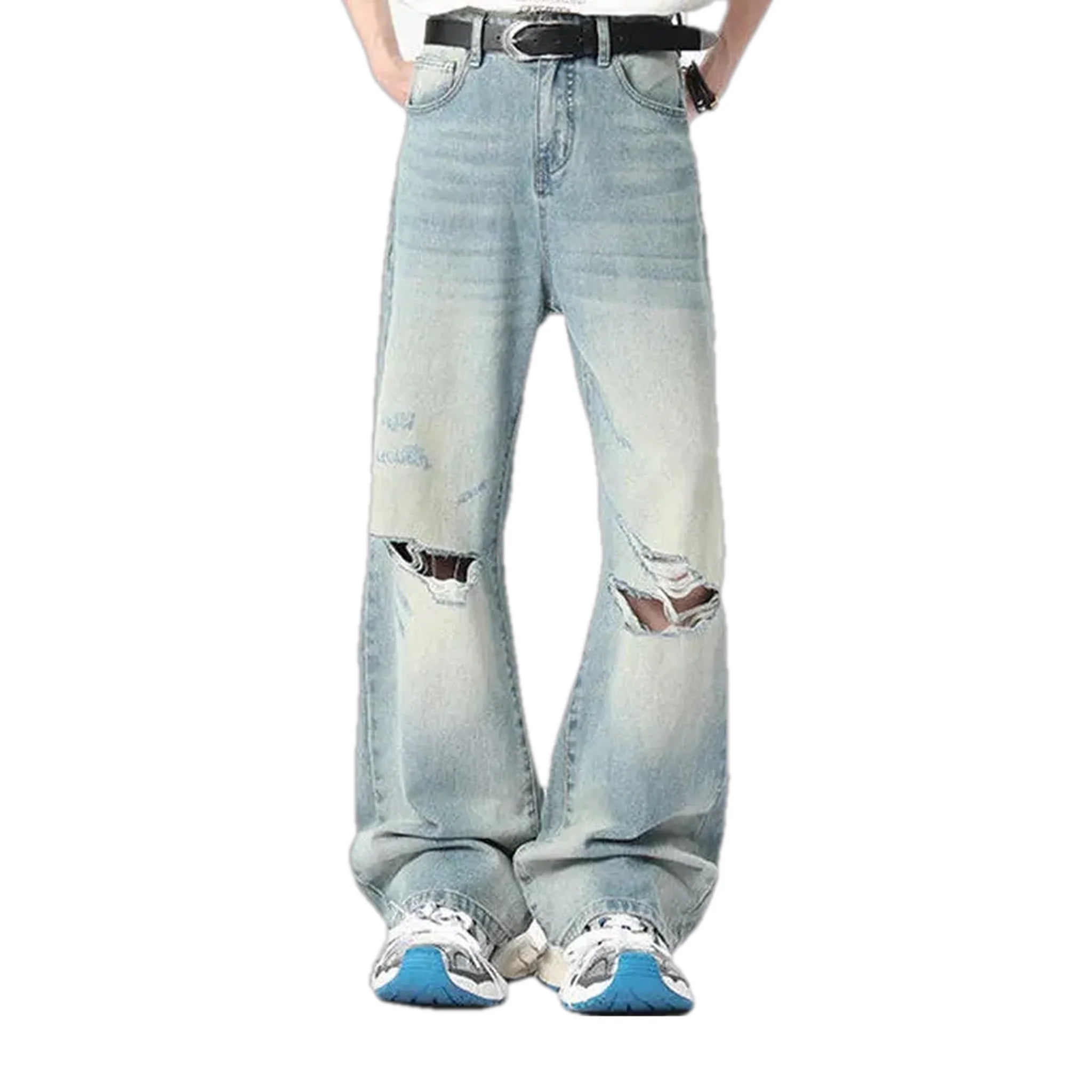Midweight distressed jeans for men