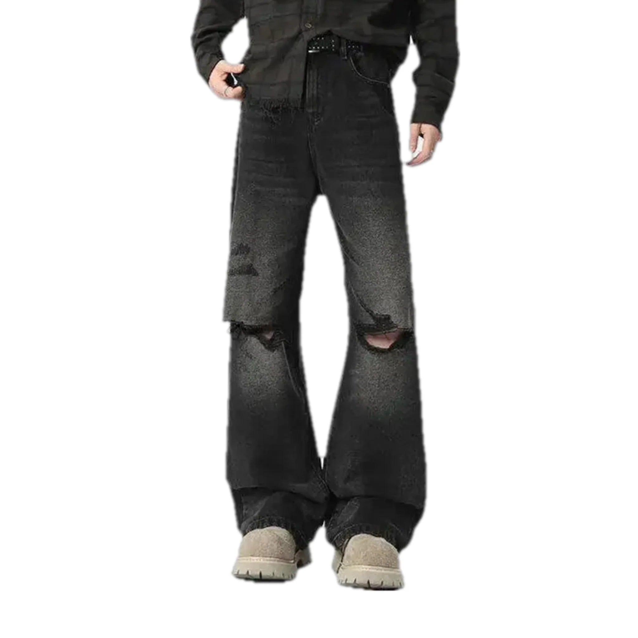 Midweight distressed jeans for men