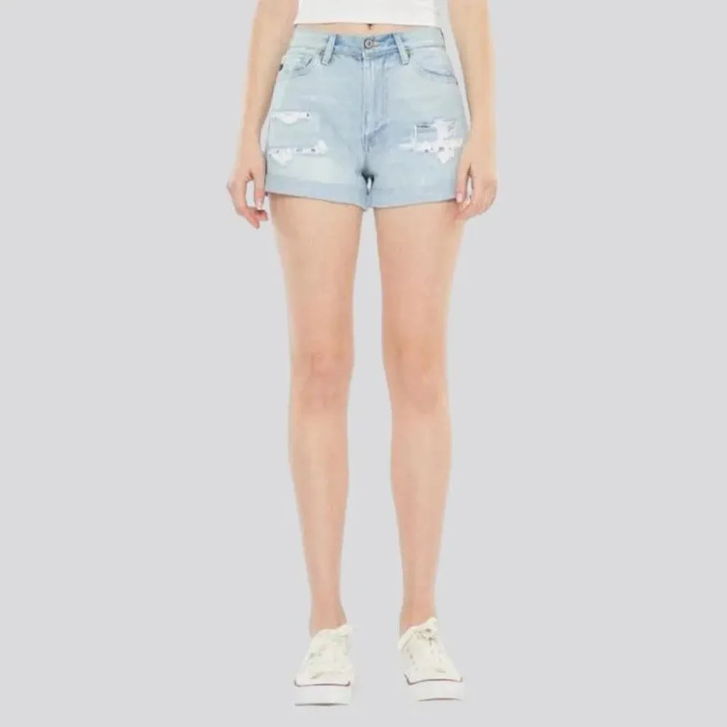 Grunge vintage women's denim shorts