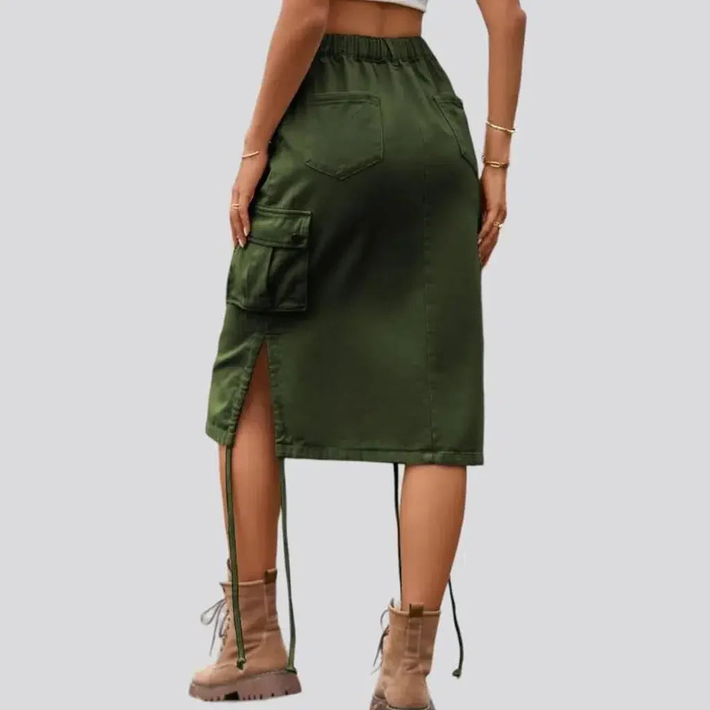 High-waist cargo jeans skirt for ladies