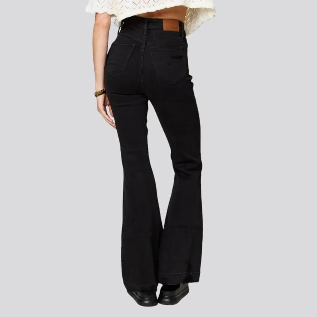 Ripped-knees women's bootcut jeans