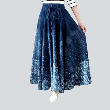 Bohemian dark maxi denim skirt