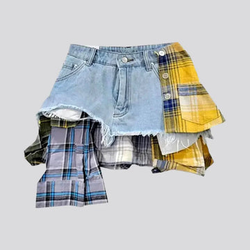 Mid-waist fashion jean skort for ladies