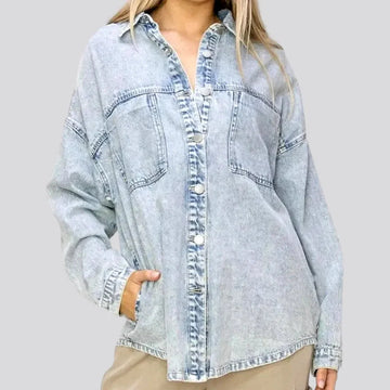 Oversized grunge denim shirt for women