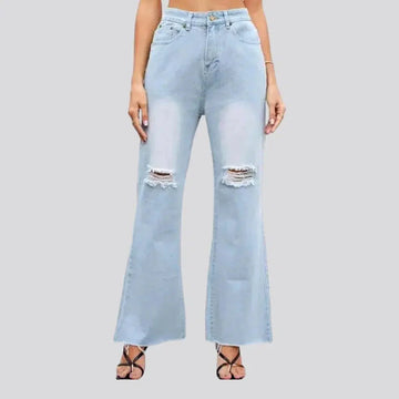 Raw-hem women's flared jeans