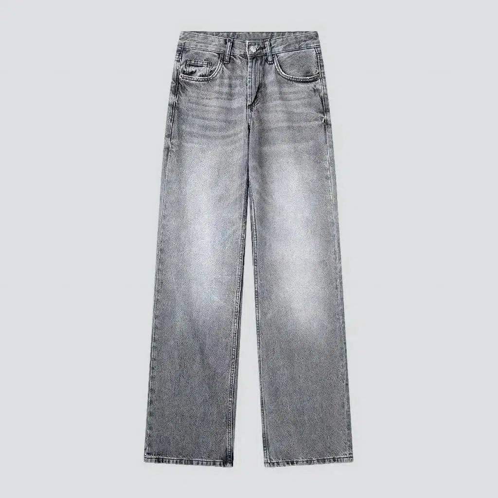 Mid-waist women's stonewashed jeans