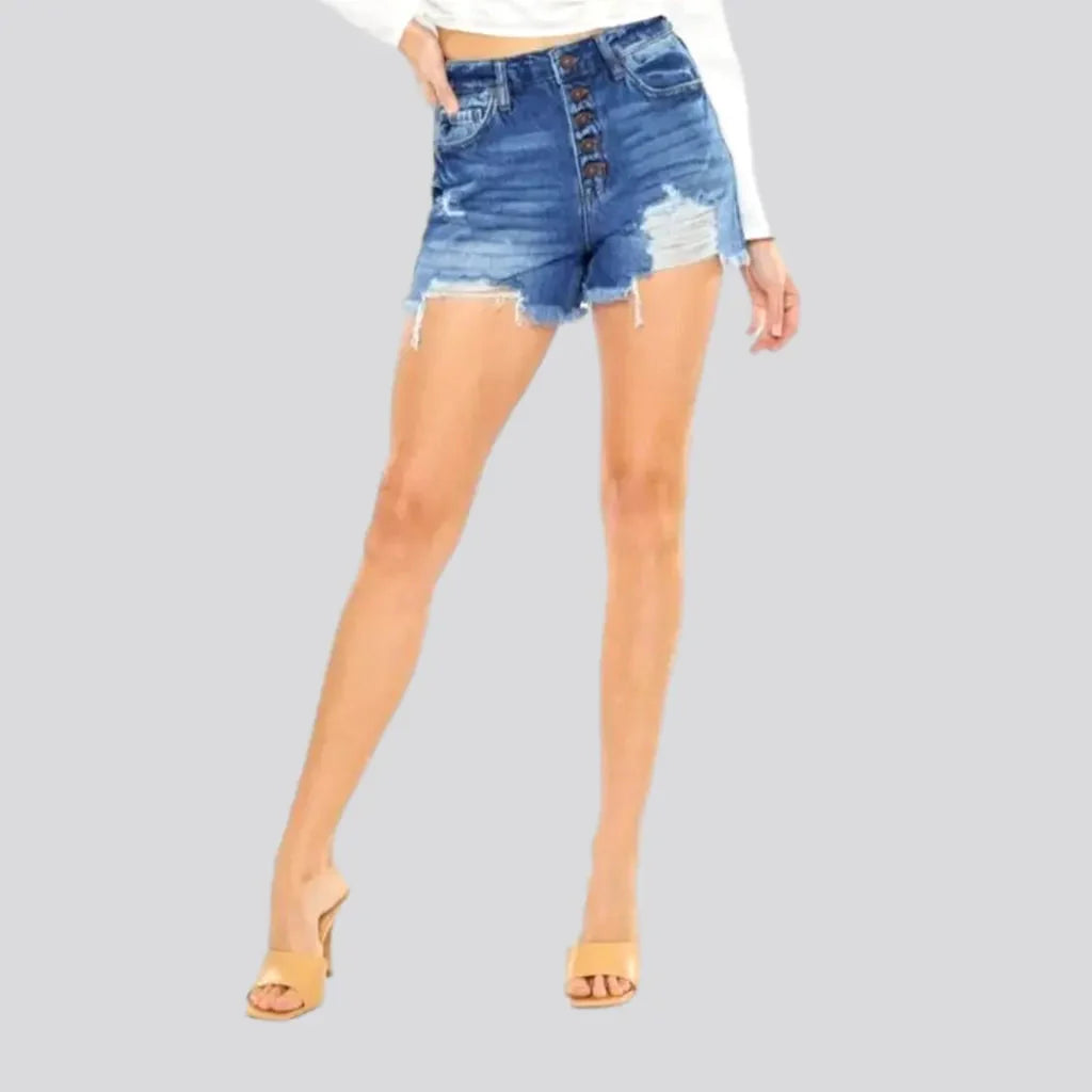 Sanded jean shorts
 for ladies