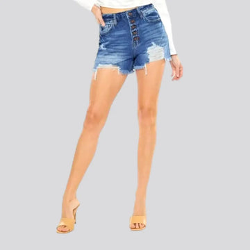 Sanded jean shorts
 for ladies