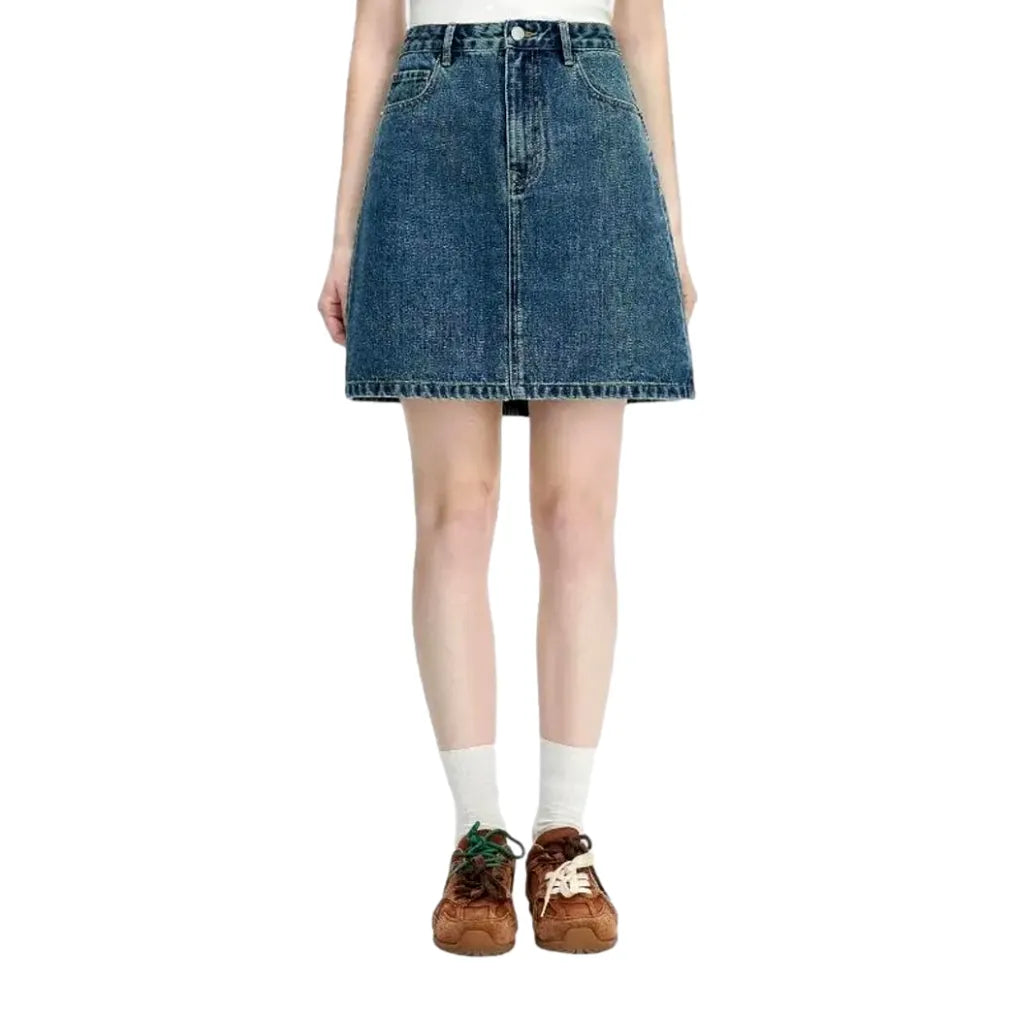 90s style denim high waist jean skirt