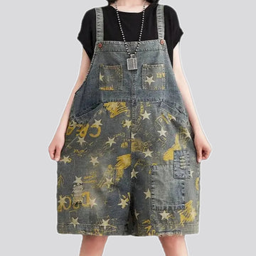 Baggy fit stylish women's denim bib