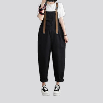 Baggy style monochrome women's denim overall