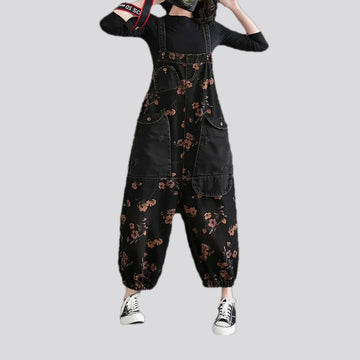 Boho baggy women's jeans bib