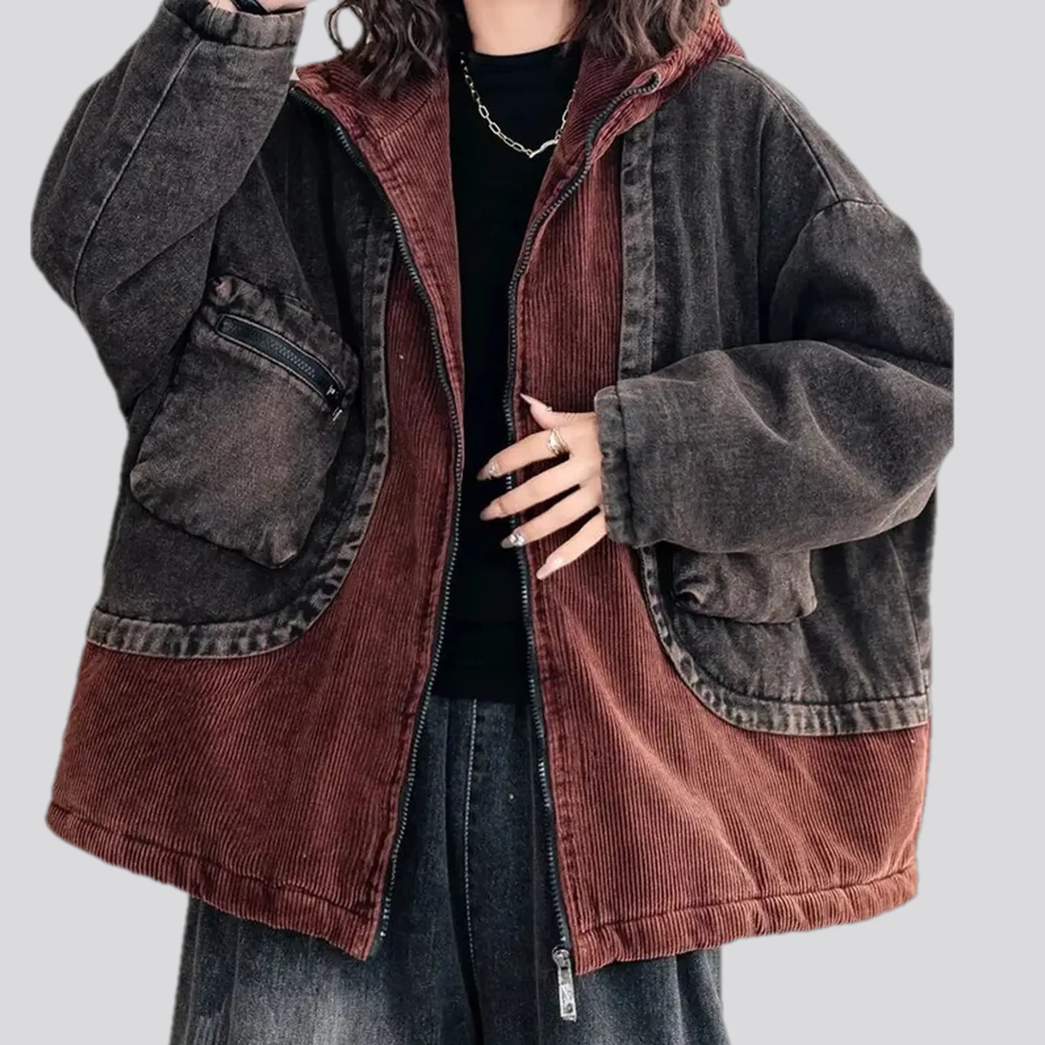 Boho chic women's denim jacket