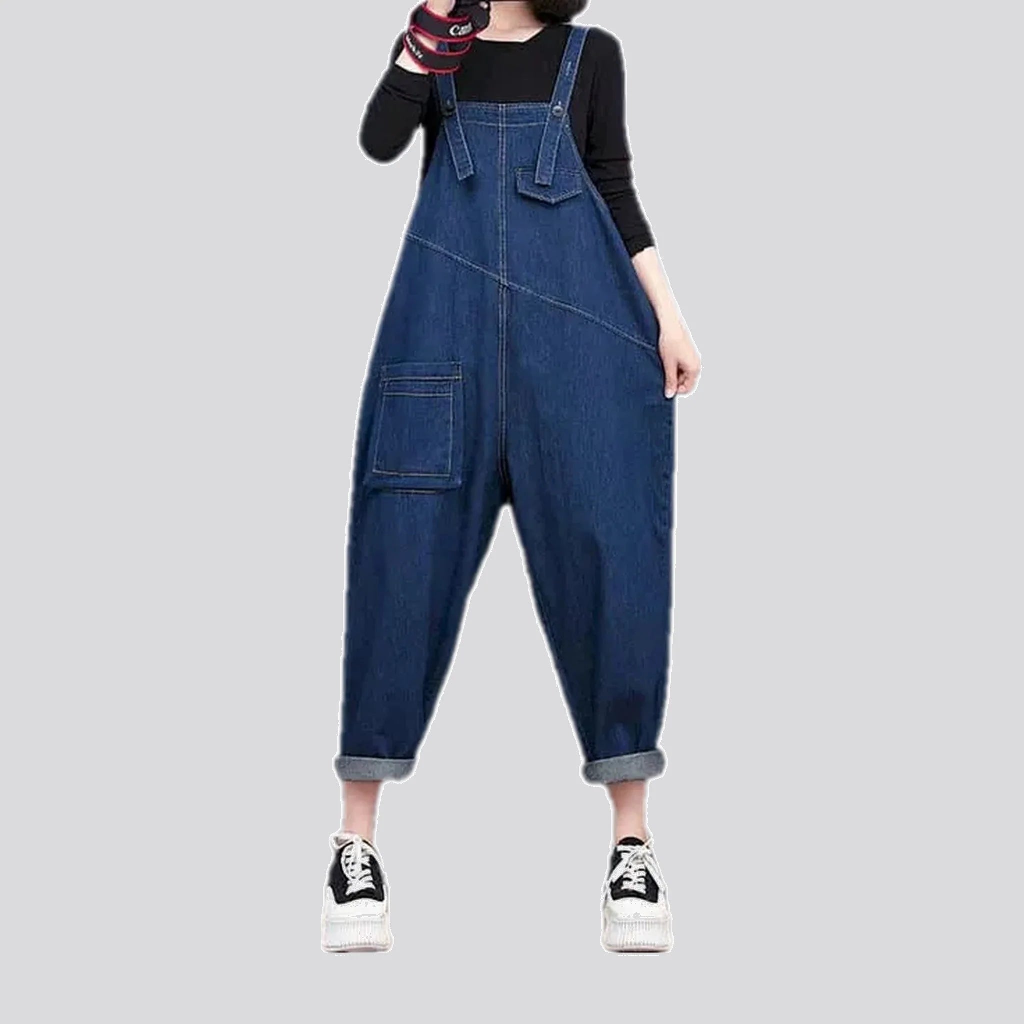 Boho slouchy women's jean dungaree
