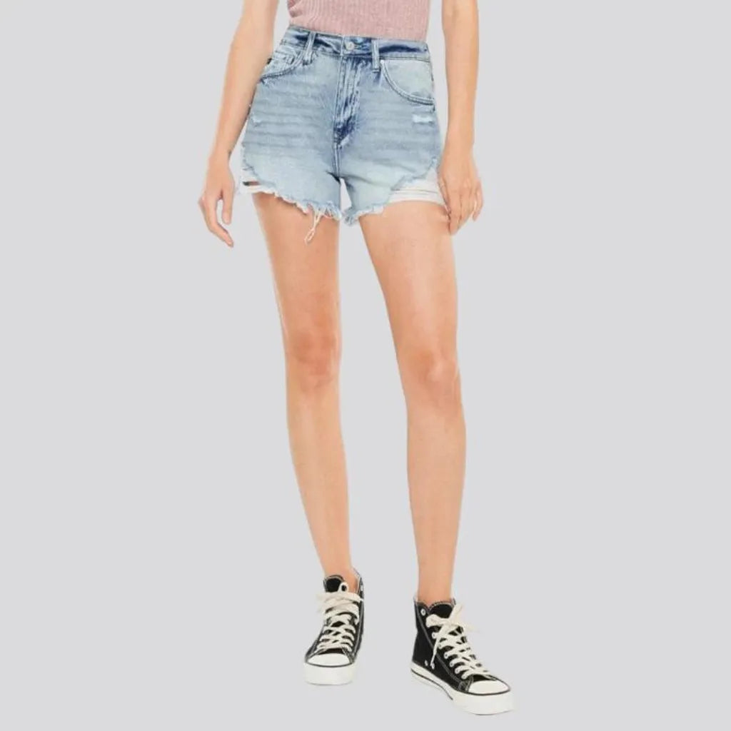 Vintage straight denim shorts for women