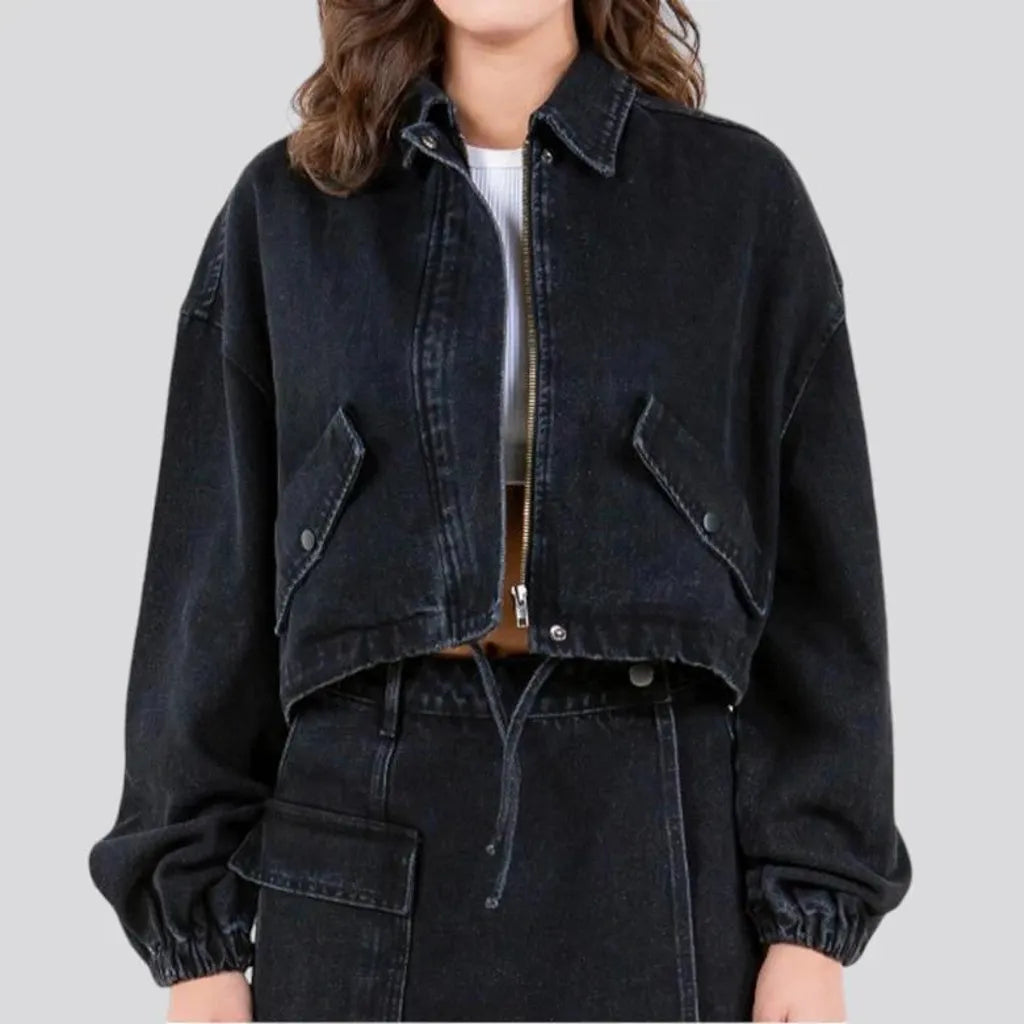 Vintage stonewashed denim jacket for women