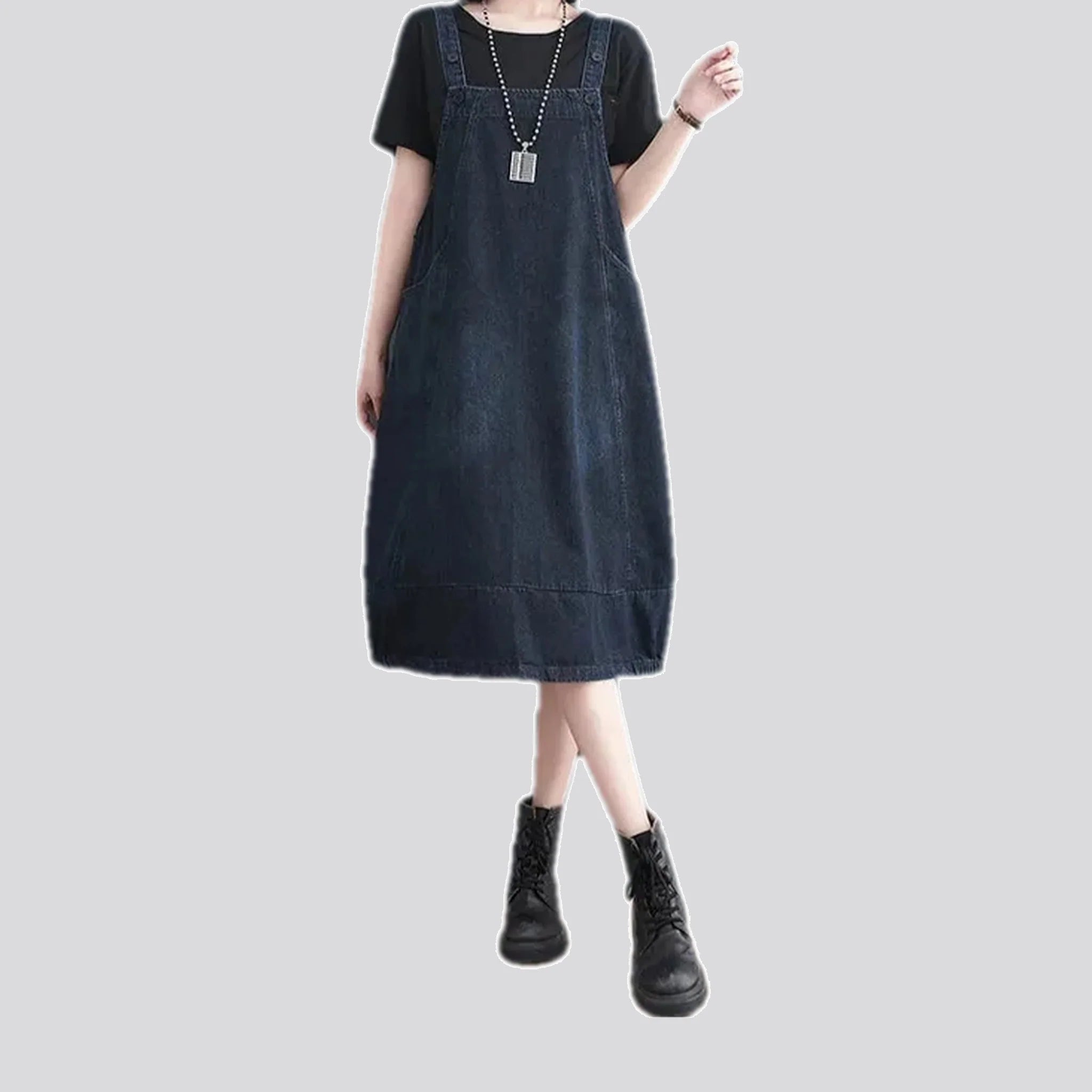 Dark a line casual denim dress