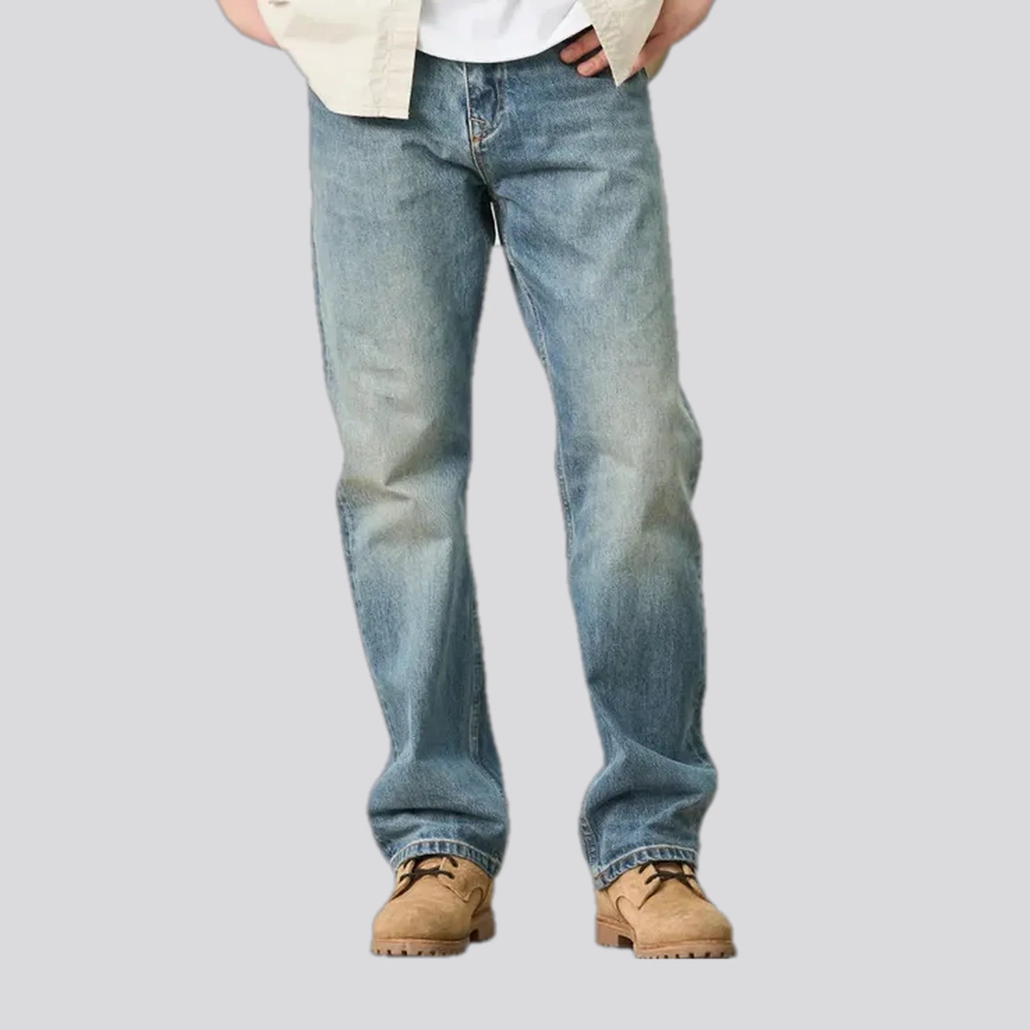 Dark faded street style men's jeans