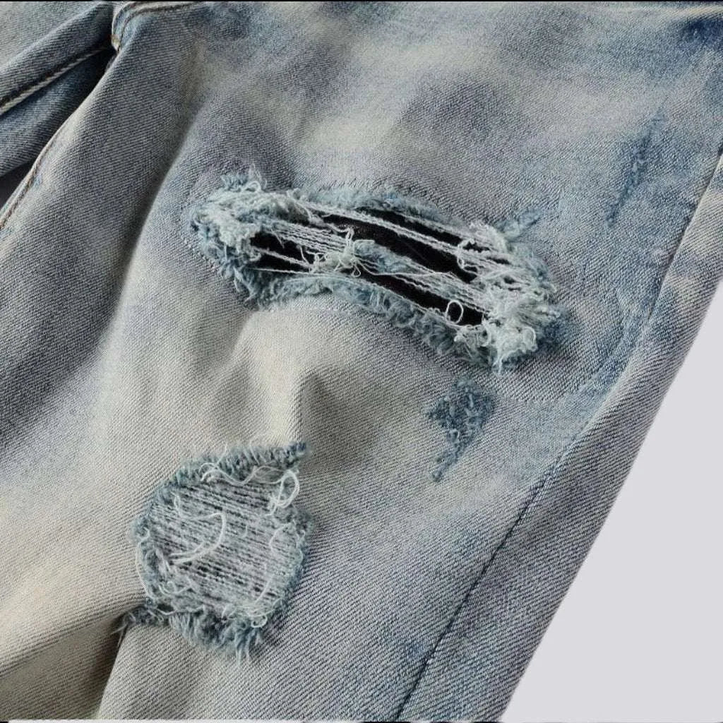 Black patch knees men's skinny jeans