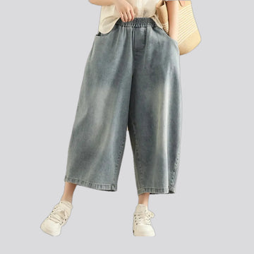 Faded wash women's denim culottes