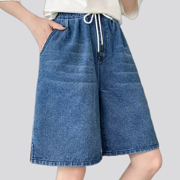 High-waist faded wash fashion women's denim shorts