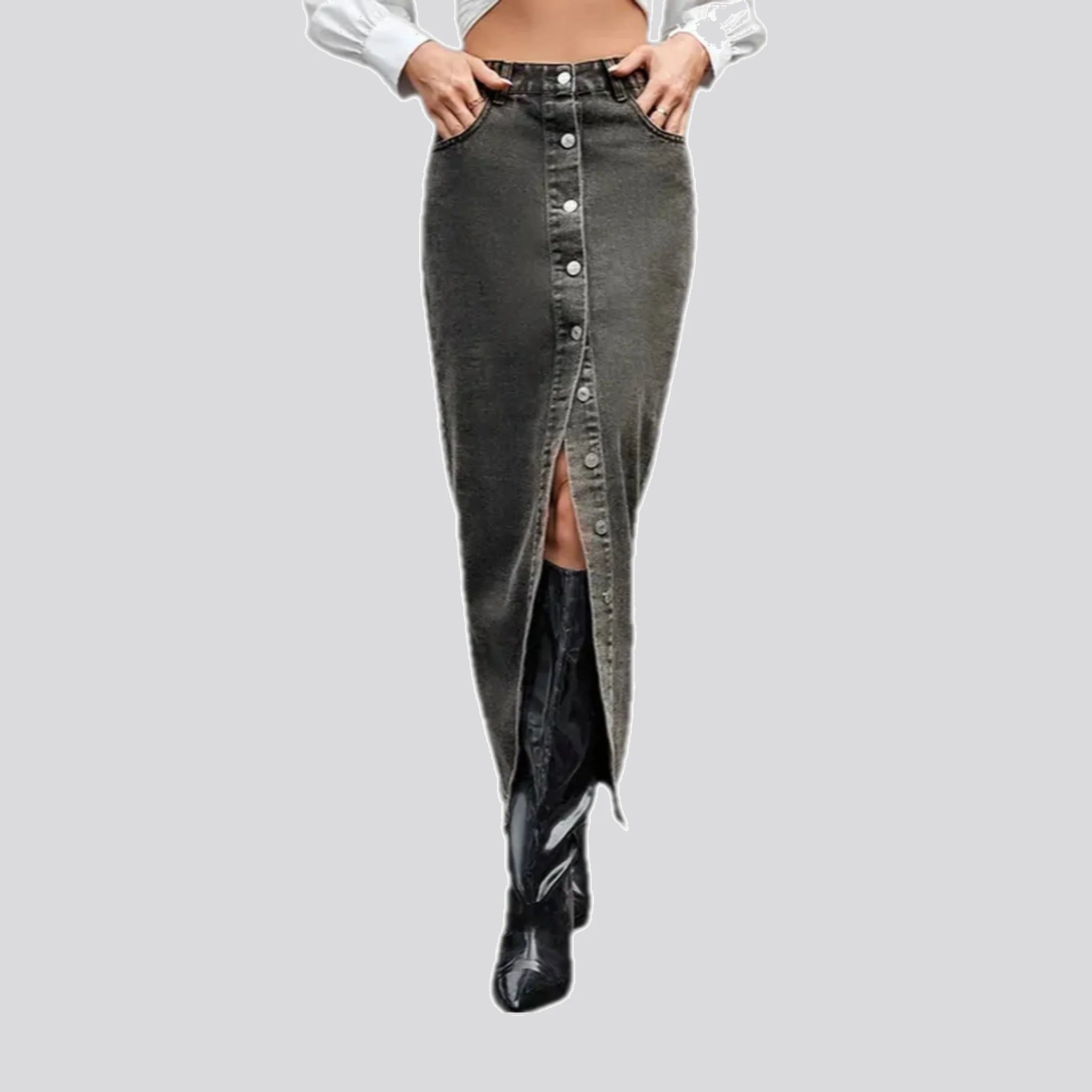 High-waist fashion pencil vintage jean skirt
