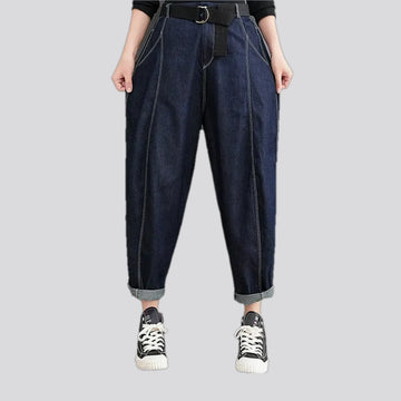 Mid rise fashion baggy fit jeans for ladies