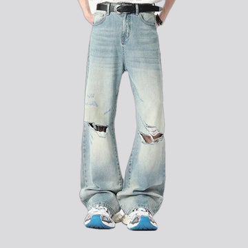 Midweight distressed jeans for men