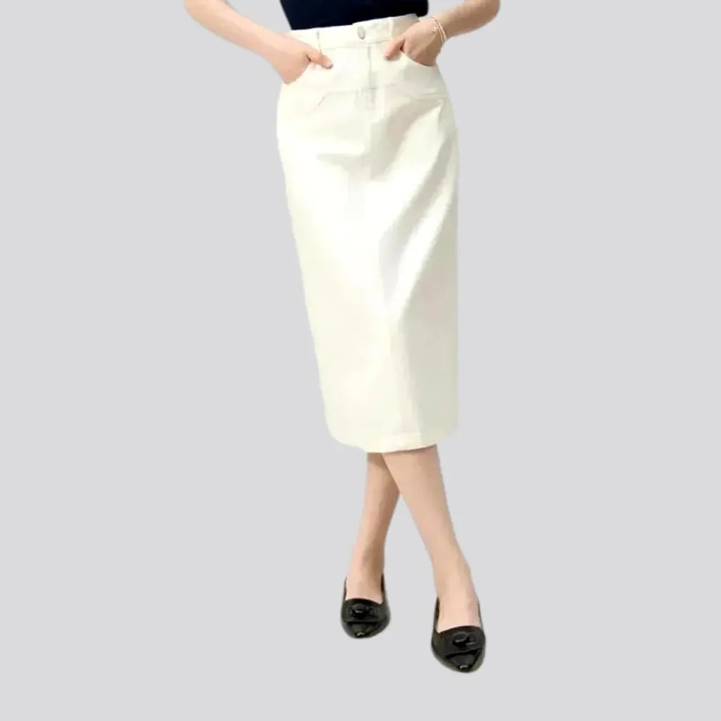 Monochrome high rise a line denim skirt