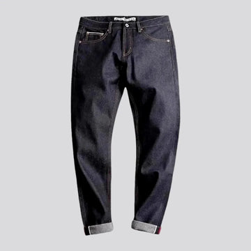 Raw tapered mid rise men's jeans