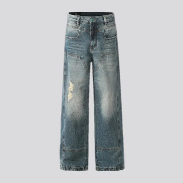 Stonewashed mid-rise men's jeans